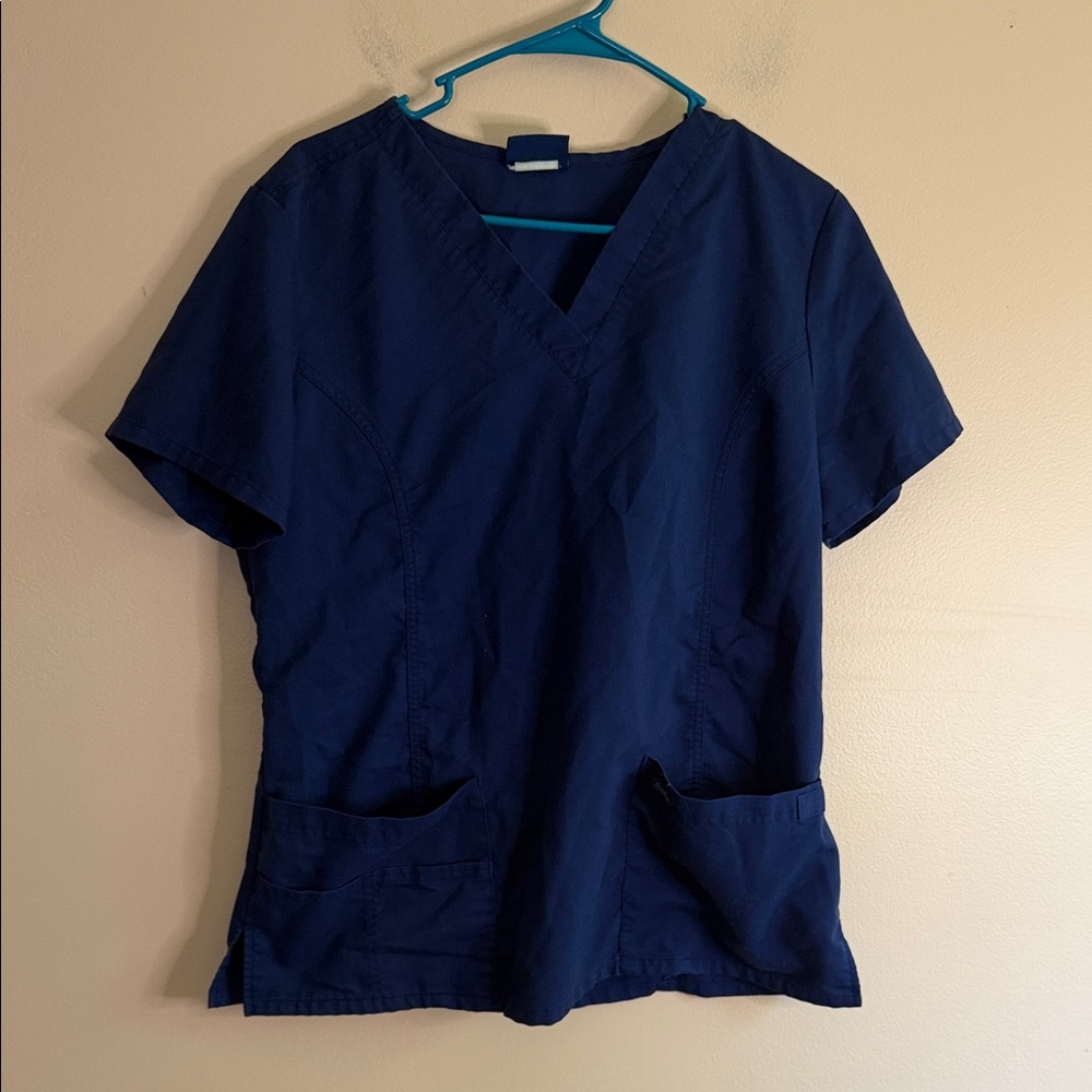 Women's Navy V-Neck Short Sleeve Scrub Top